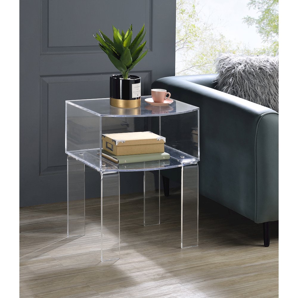 Clear Lucite Acrylic Modern Open End Table Side Accent. Picture 3