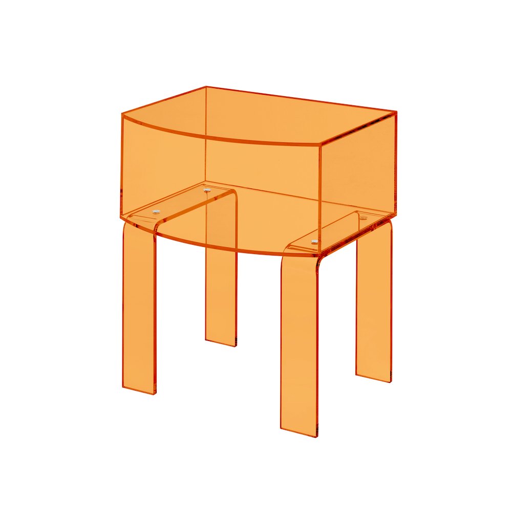 Orange Lucite Acrylic End Table Color Accent Piece. Picture 1
