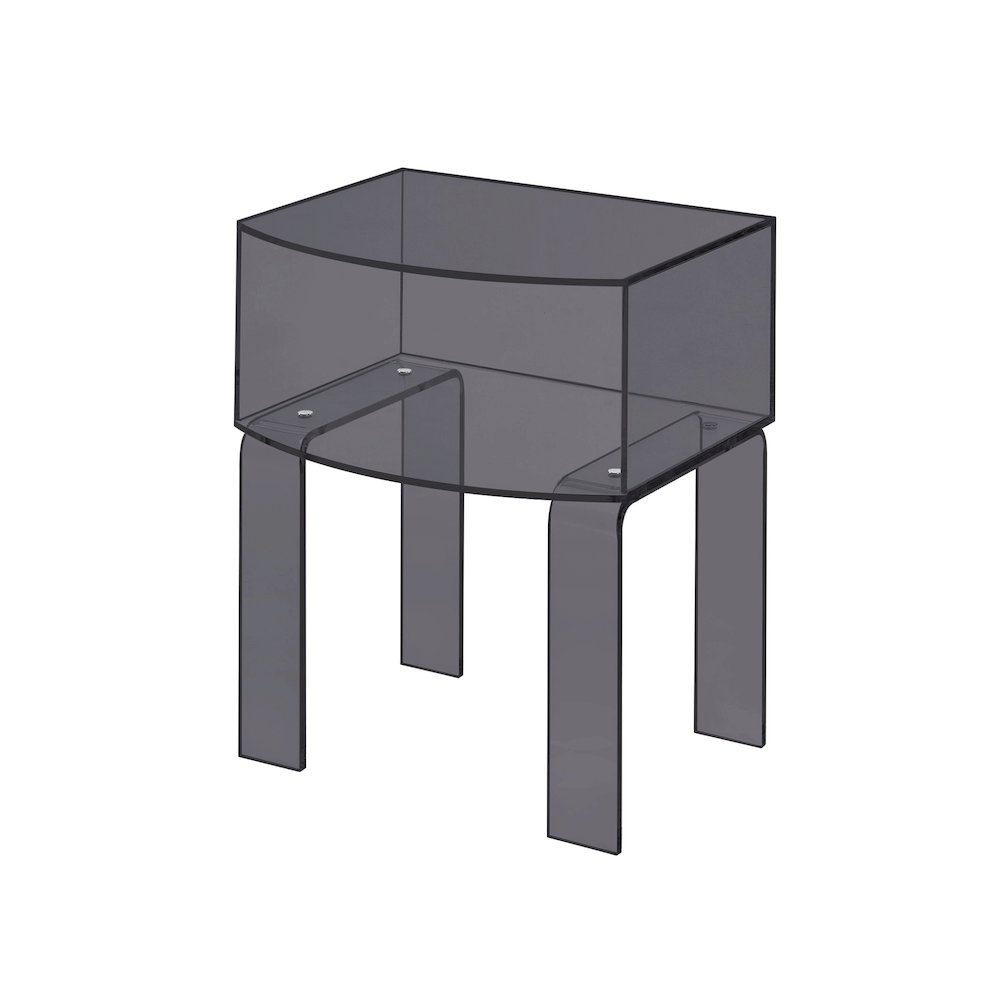 Smoke Gray Lucite Acrylic End Table Translucent Side. Picture 1