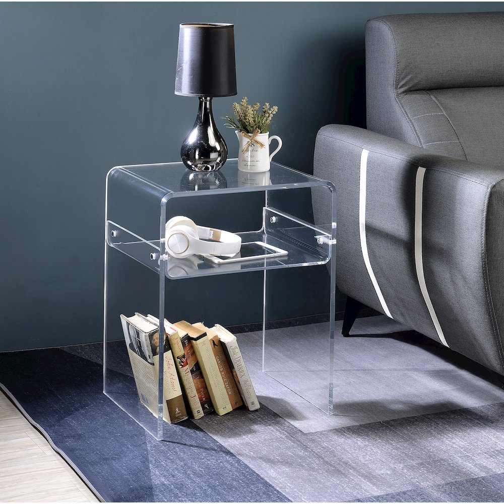 Clear Acrylic Lucite Open End Table Side Accent Piece. Picture 3
