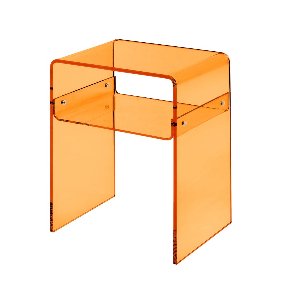 Orange Acrylic End Table Vivid Bold Lucite Side Accent. Picture 1