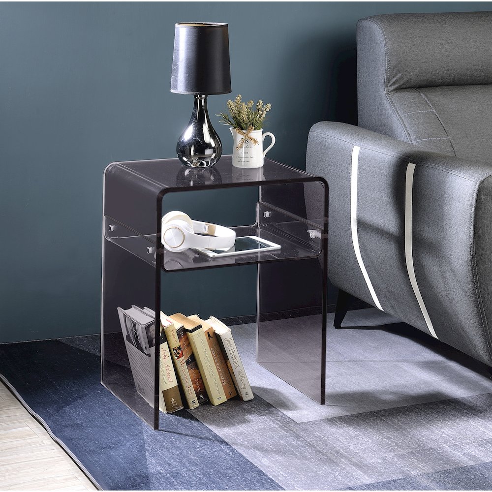 Smoke Black Lucite Acrylic End Table Dark Side Accent. Picture 3