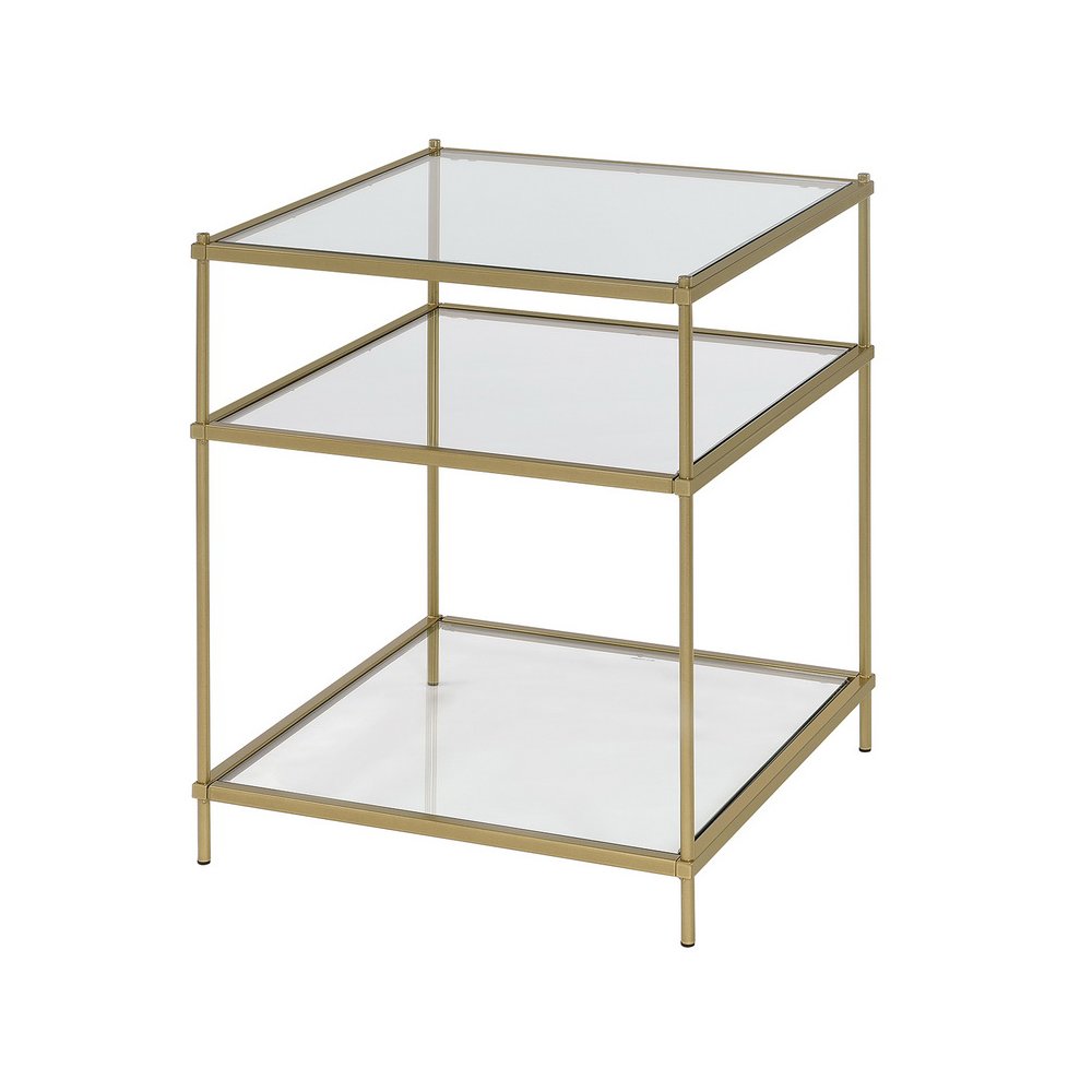 Gold Lucite Acrylic Glass Top Side Accent End Table Glam. Picture 1