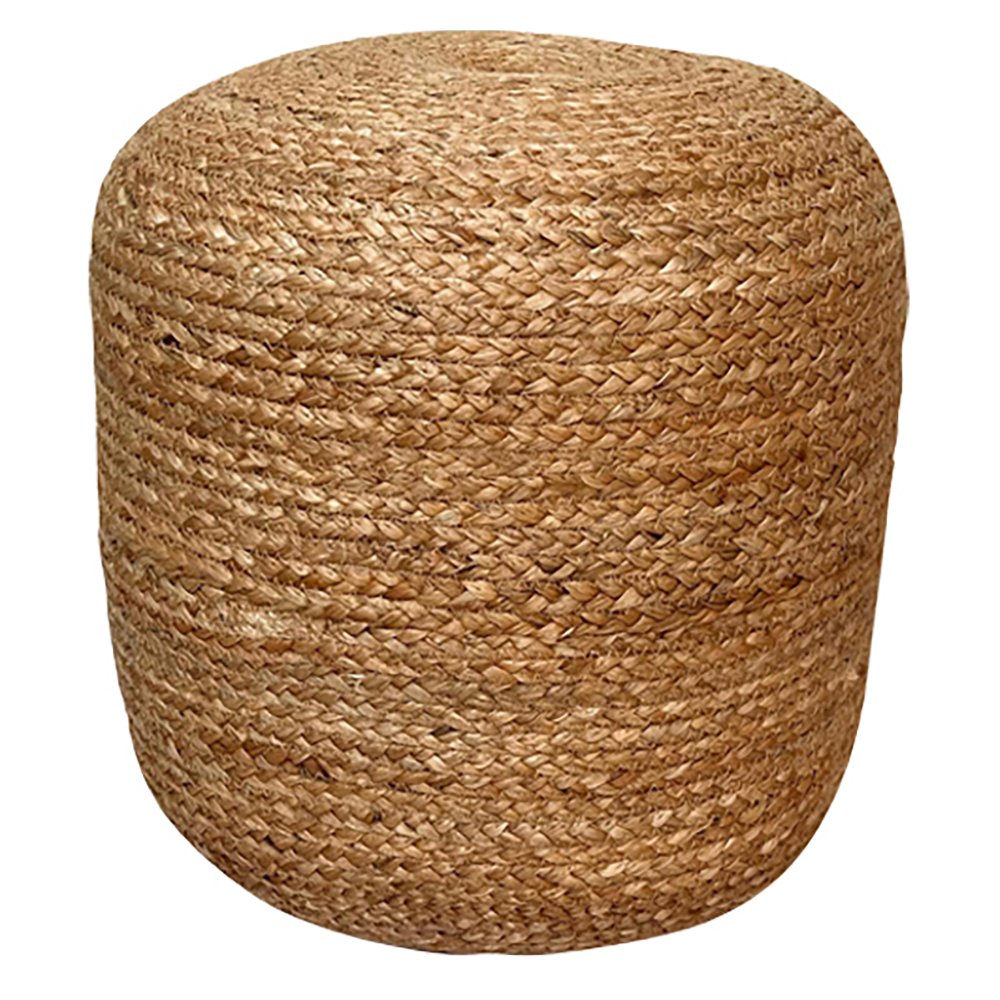 Brown Braided Jute Round Natural Pouf Floor Seat Decor. Picture 3