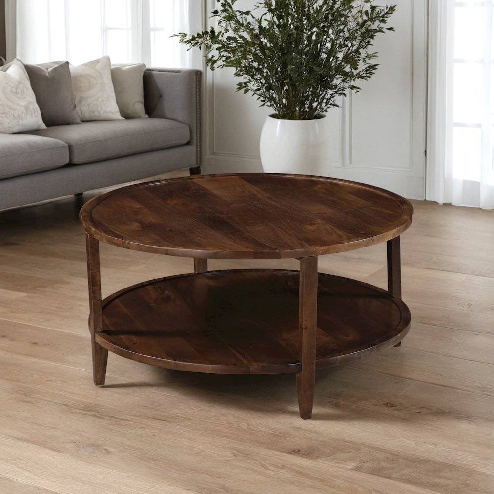 Brown Solid Natural Mango Wood Large Square Coffee Table. Picture 4