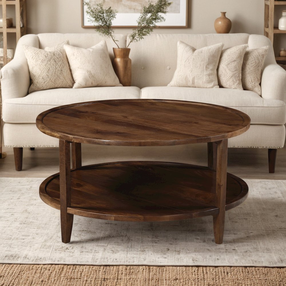 Brown Solid Natural Mango Wood Large Square Coffee Table. Picture 6