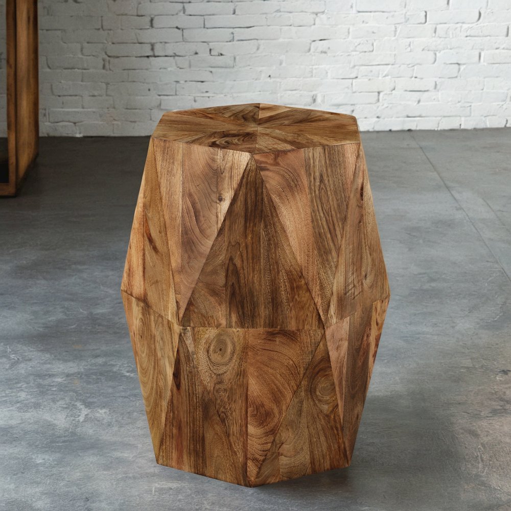 Brown Solid Acacia Wood Side Table Natural Home Accent. Picture 4