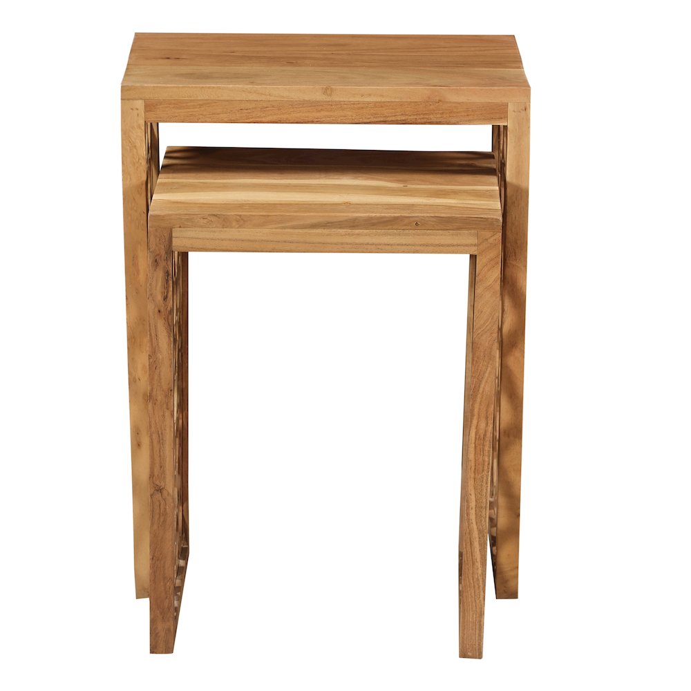 Brown Solid Acacia Wood Nesting Side Tables Set of 2. Picture 1
