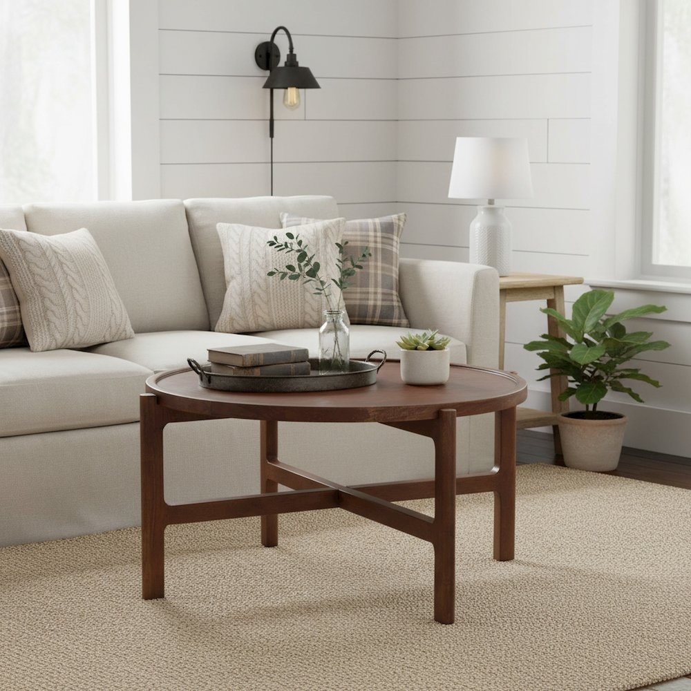 Brown Solid Mango Wood Square Low Profile Coffee Table. Picture 4