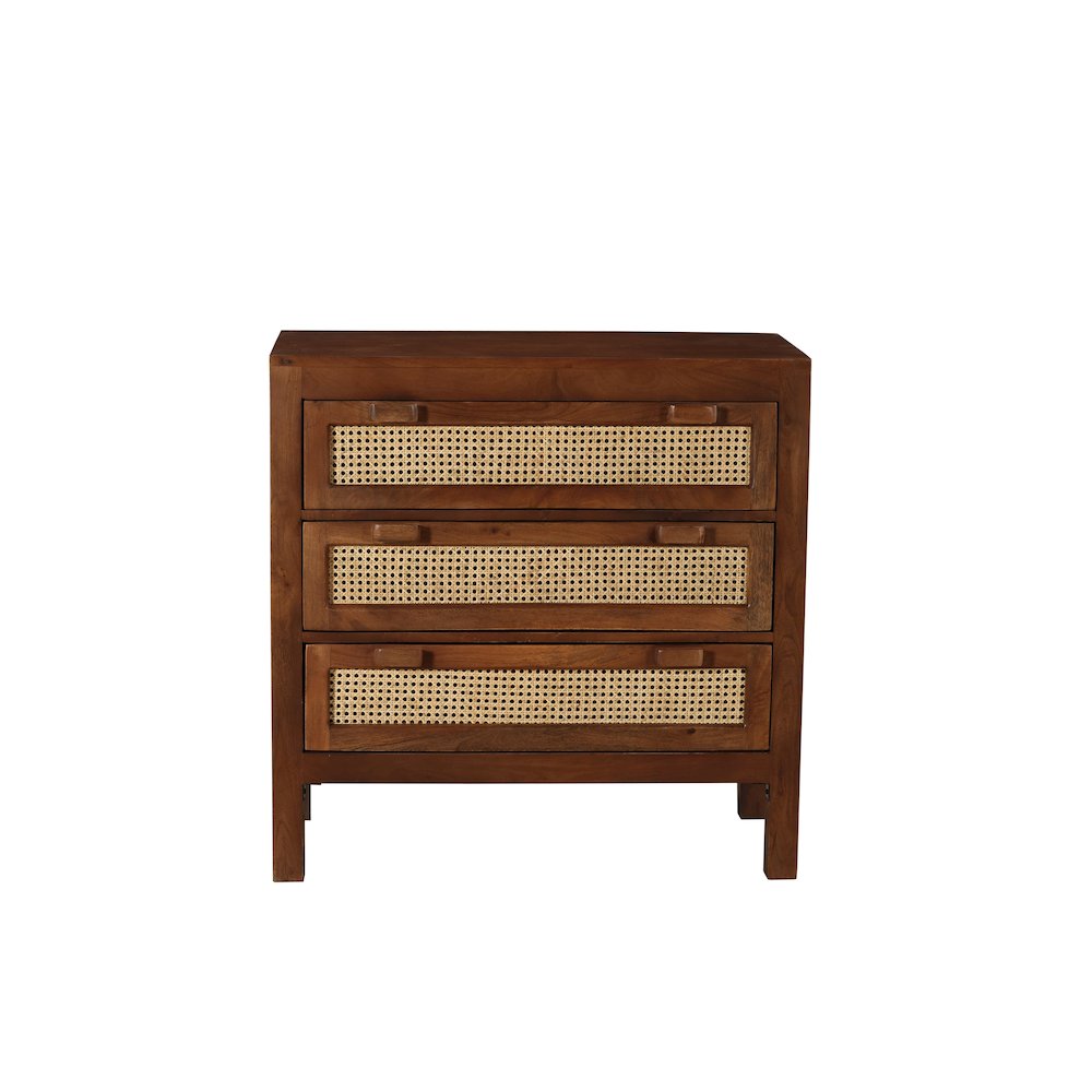 Brown Solid Natural Mango Wood Three-Drawer Sideboard. Picture 1