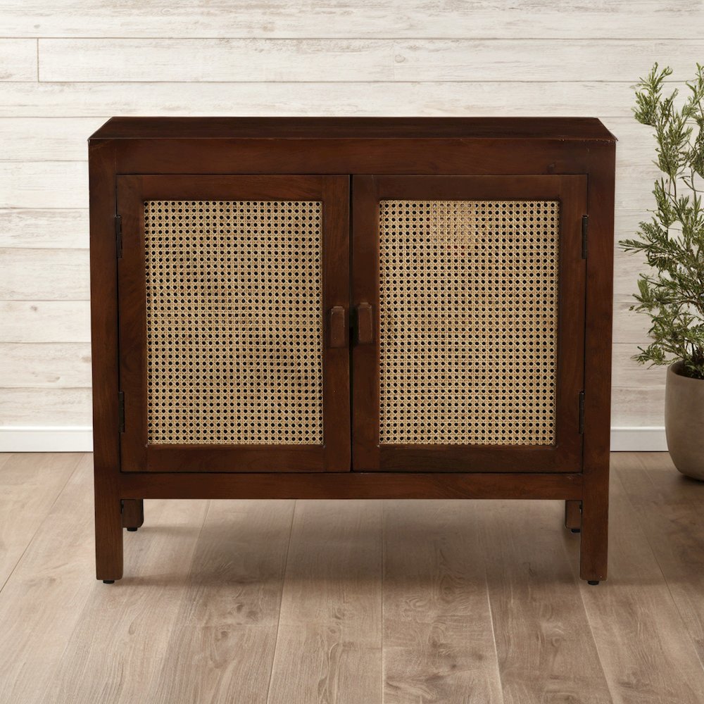 Brown Solid Natural Mango Wood Two-Door Sideboard Cabinet. Picture 4