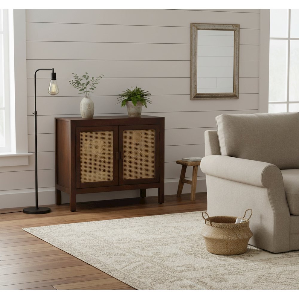Brown Solid Natural Mango Wood Two-Door Sideboard Cabinet. Picture 5
