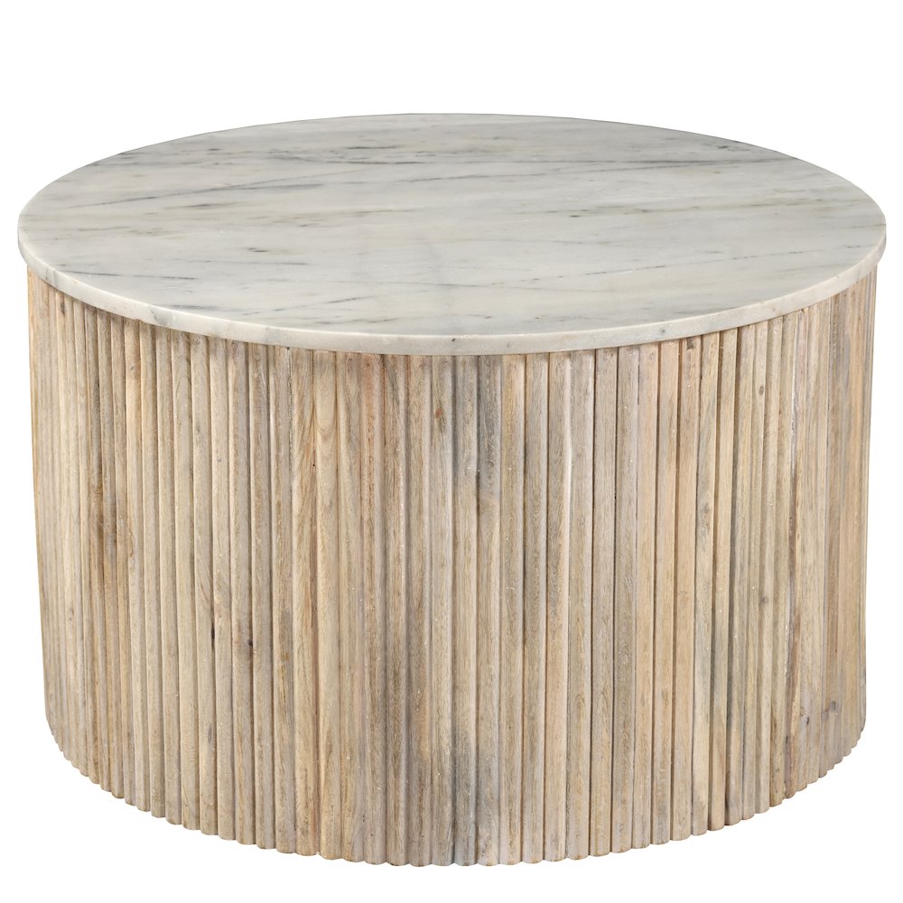 White Marble Top Solid Mango Wood Square Coffee Table. Picture 1