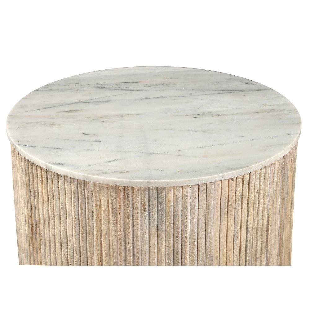 White Marble Top Solid Mango Wood Square Coffee Table. Picture 3