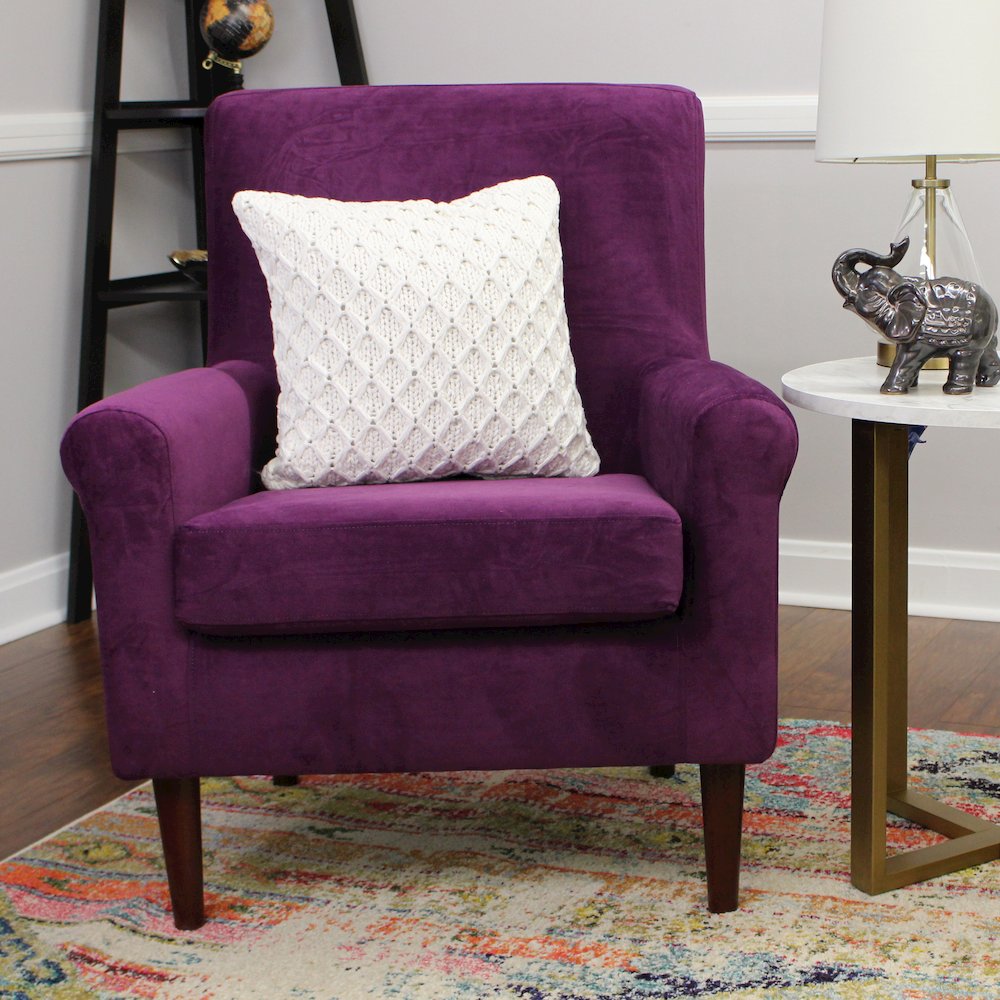 Ellis Rolled Arm Lounge Chair - Purple. Picture 8