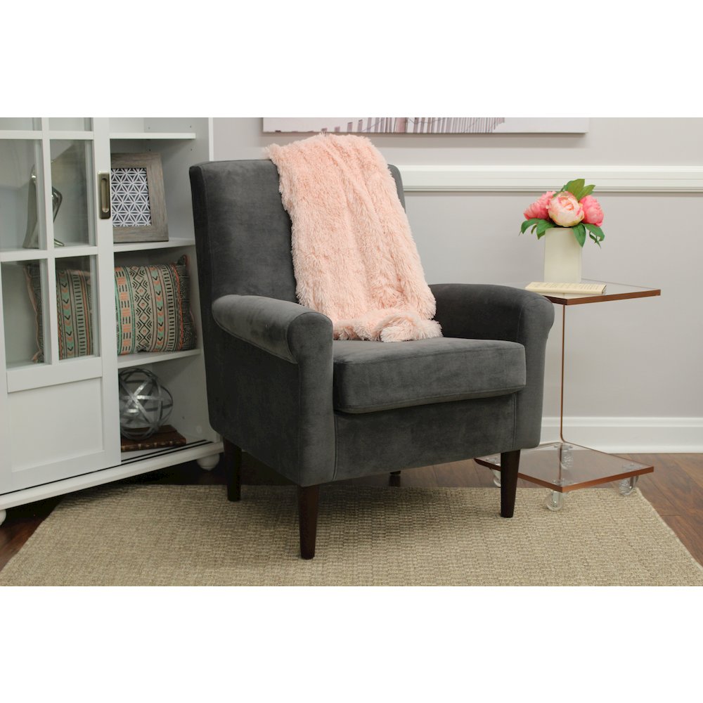 Ellis Rolled Arm Lounge Chair - Dark Gray. Picture 6