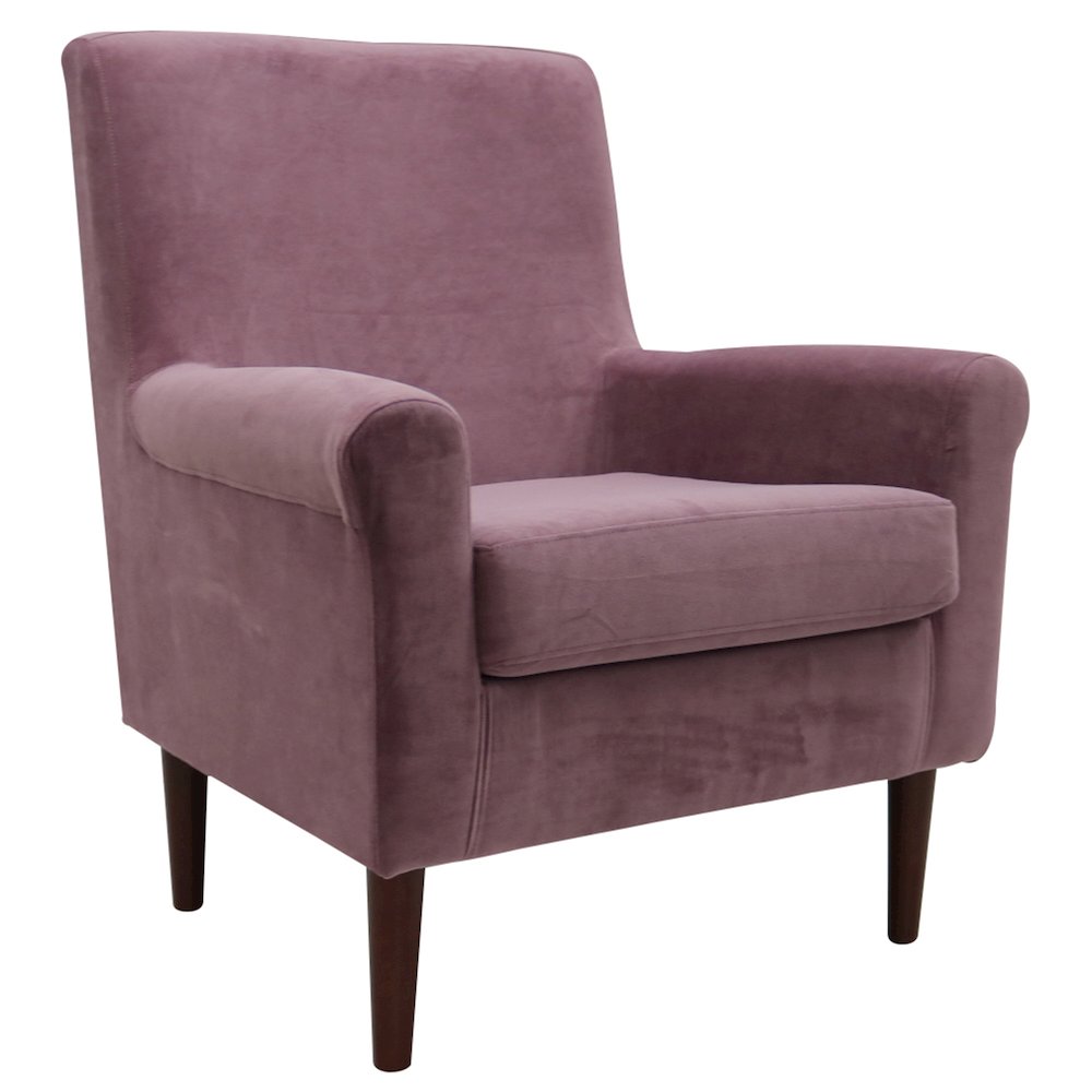 Ellis Rolled Arm Lounge Chair - Mauve. Picture 1