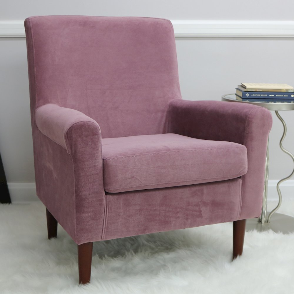 Ellis Rolled Arm Lounge Chair - Mauve. Picture 7