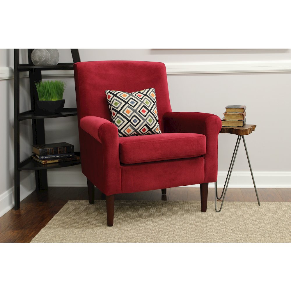 Ellis Rolled Arm Lounge Chair - Red. Picture 6