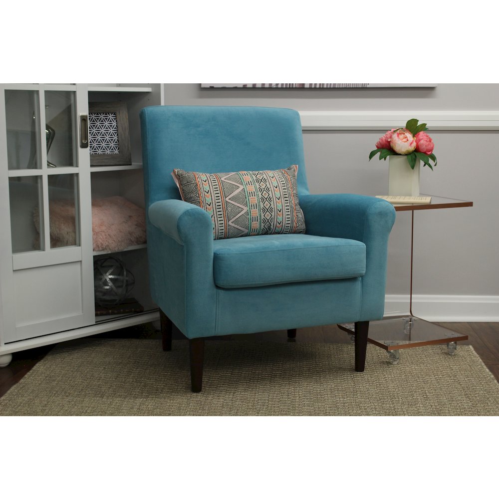 Ellis Rolled Arm Lounge Chair - Teal. Picture 7