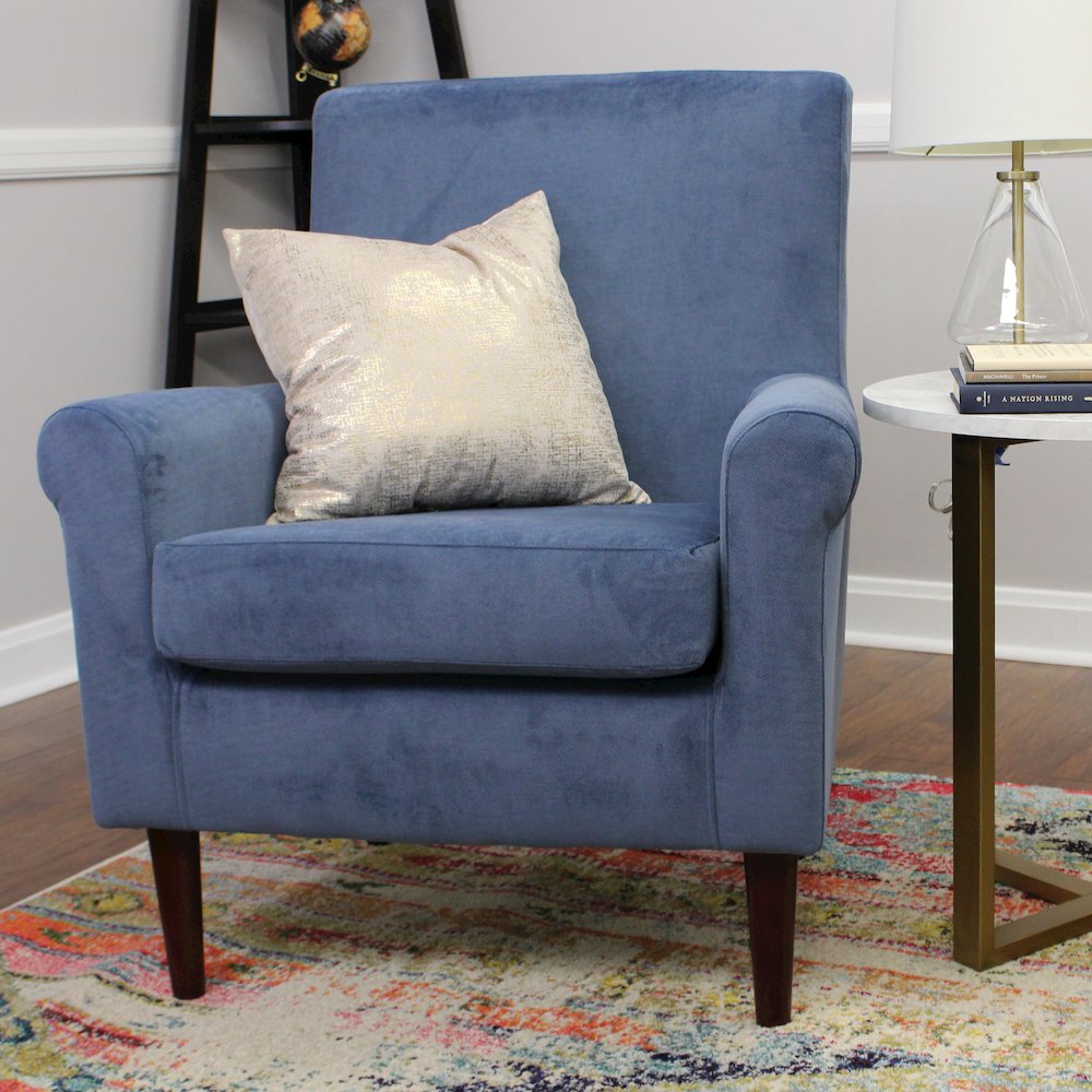 Ellis Rolled Arm Lounge Chair - Blue. Picture 7