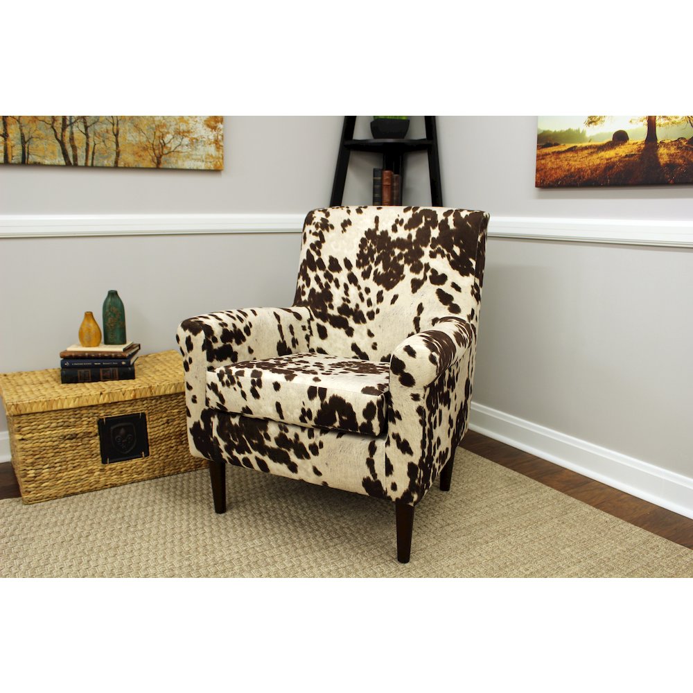 Ellis Rolled Arm Lounge Chair - Cowhide Brown. Picture 7