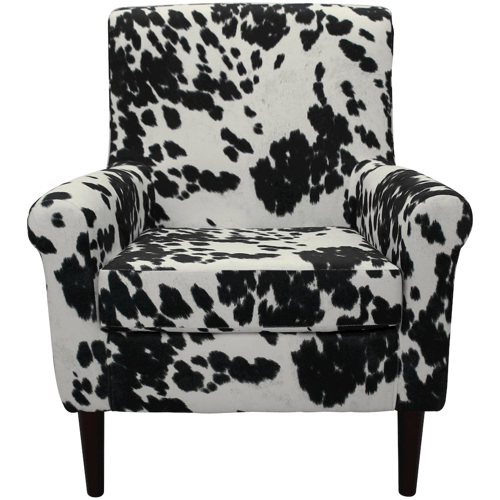 Ellis Rolled Arm Lounge Chair - Cowhide Black. Picture 7
