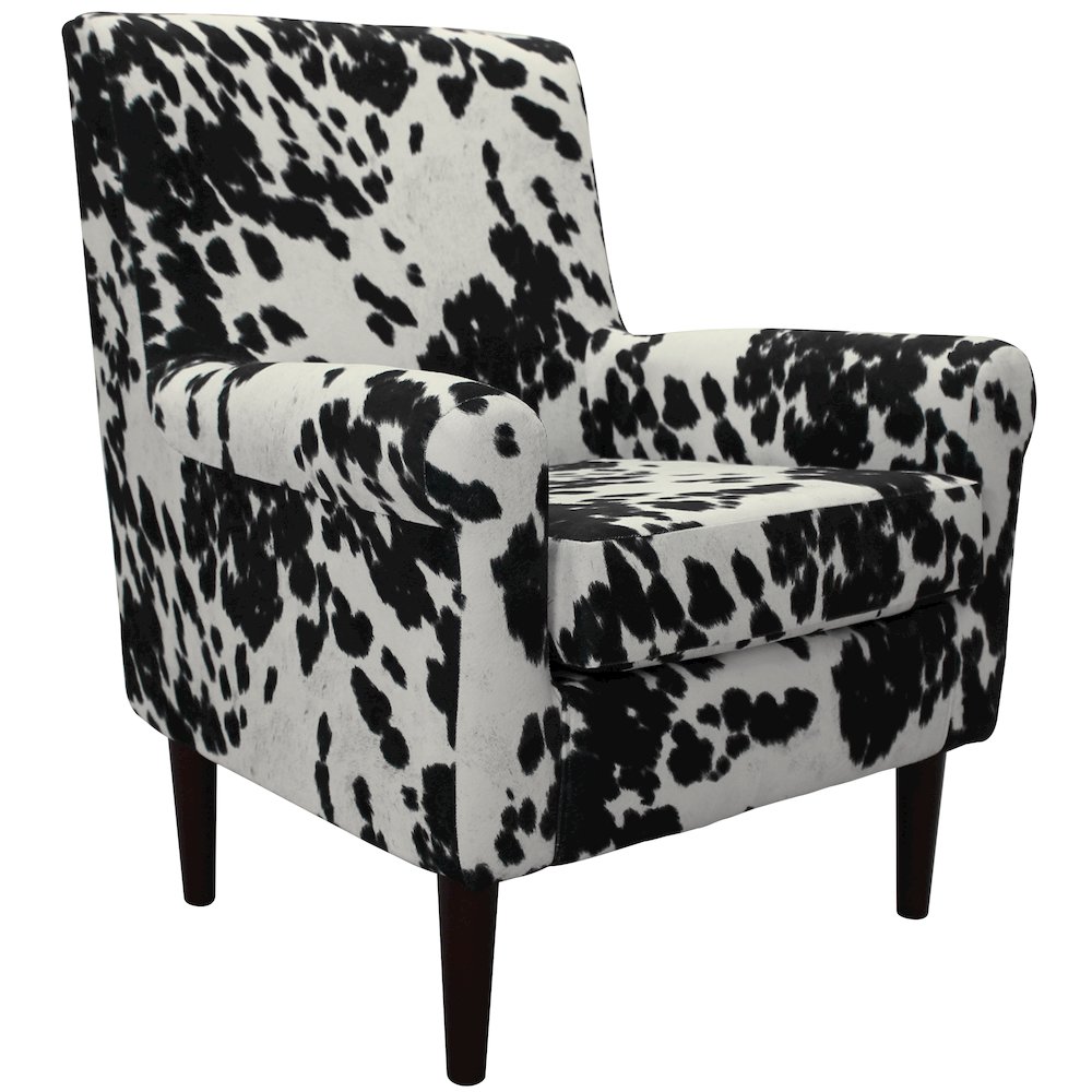 Ellis Rolled Arm Lounge Chair - Cowhide Black. Picture 1