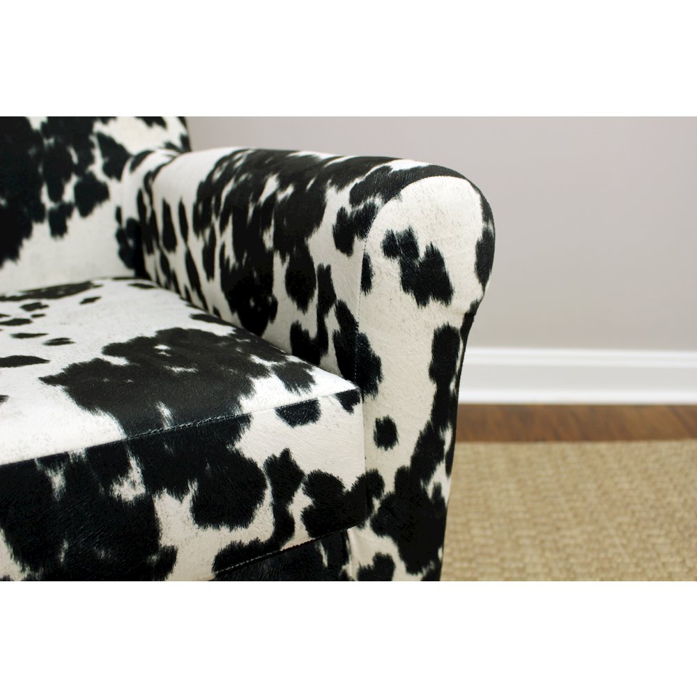 Ellis Rolled Arm Lounge Chair - Cowhide Black. Picture 8