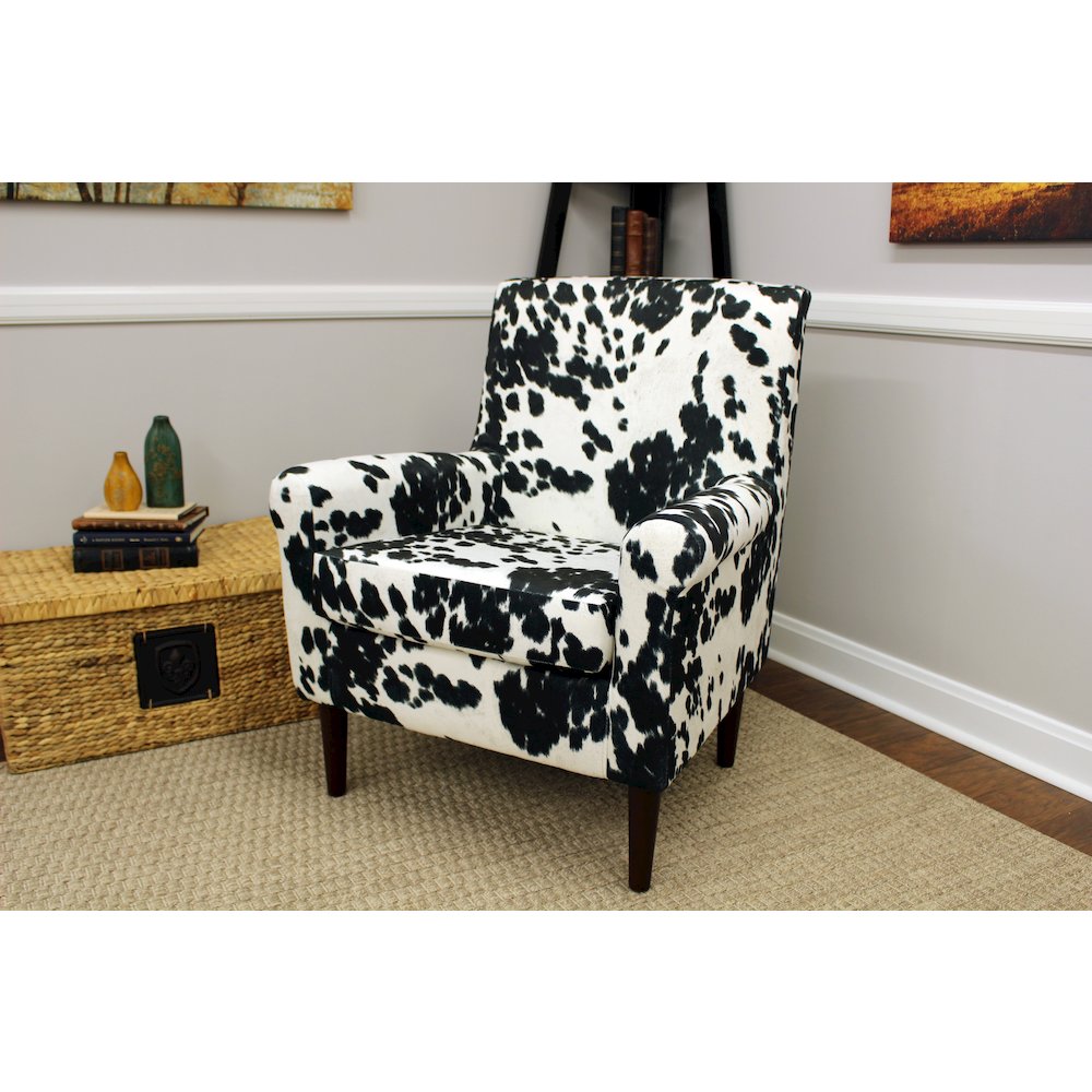 Ellis Rolled Arm Lounge Chair - Cowhide Black. Picture 6