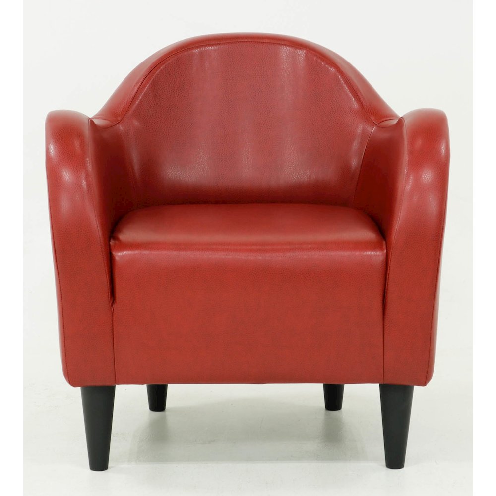 Julian Mid Century Arm Chair - Leatherette Red. Picture 7