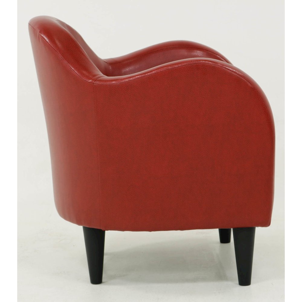 Julian Mid Century Arm Chair - Leatherette Red. Picture 6