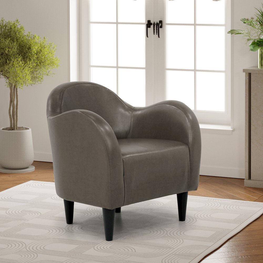 Julian Mid Century Arm Chair - Leatherette Charcoal. Picture 5