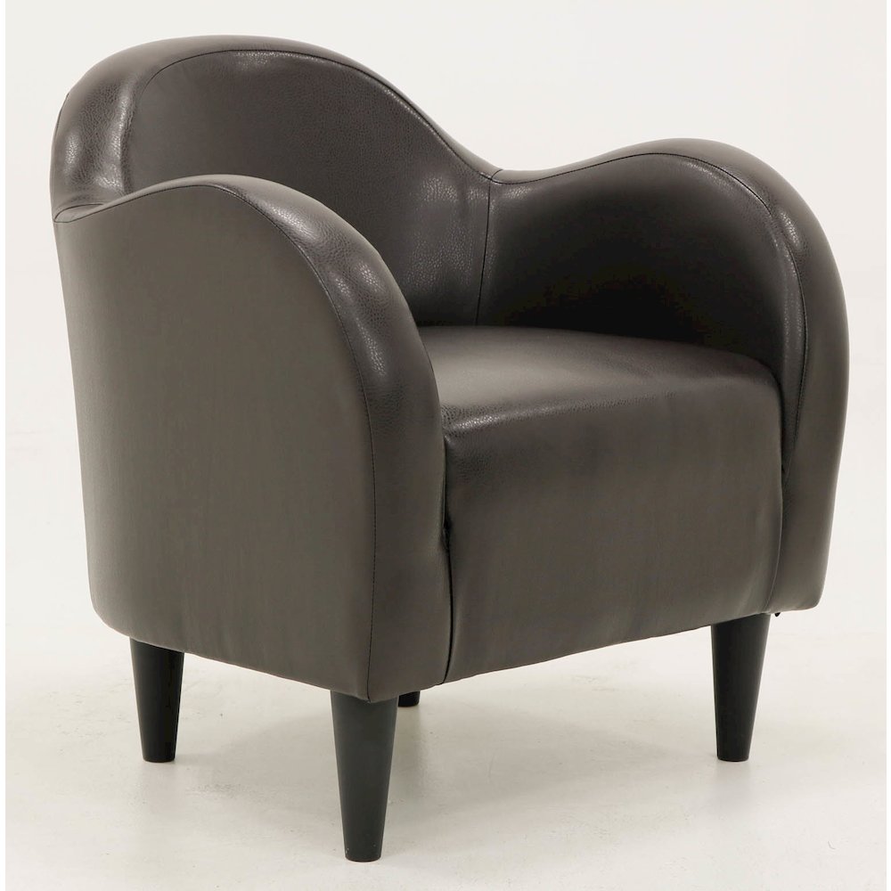 Julian Mid Century Arm Chair - Leatherette Brown. Picture 1