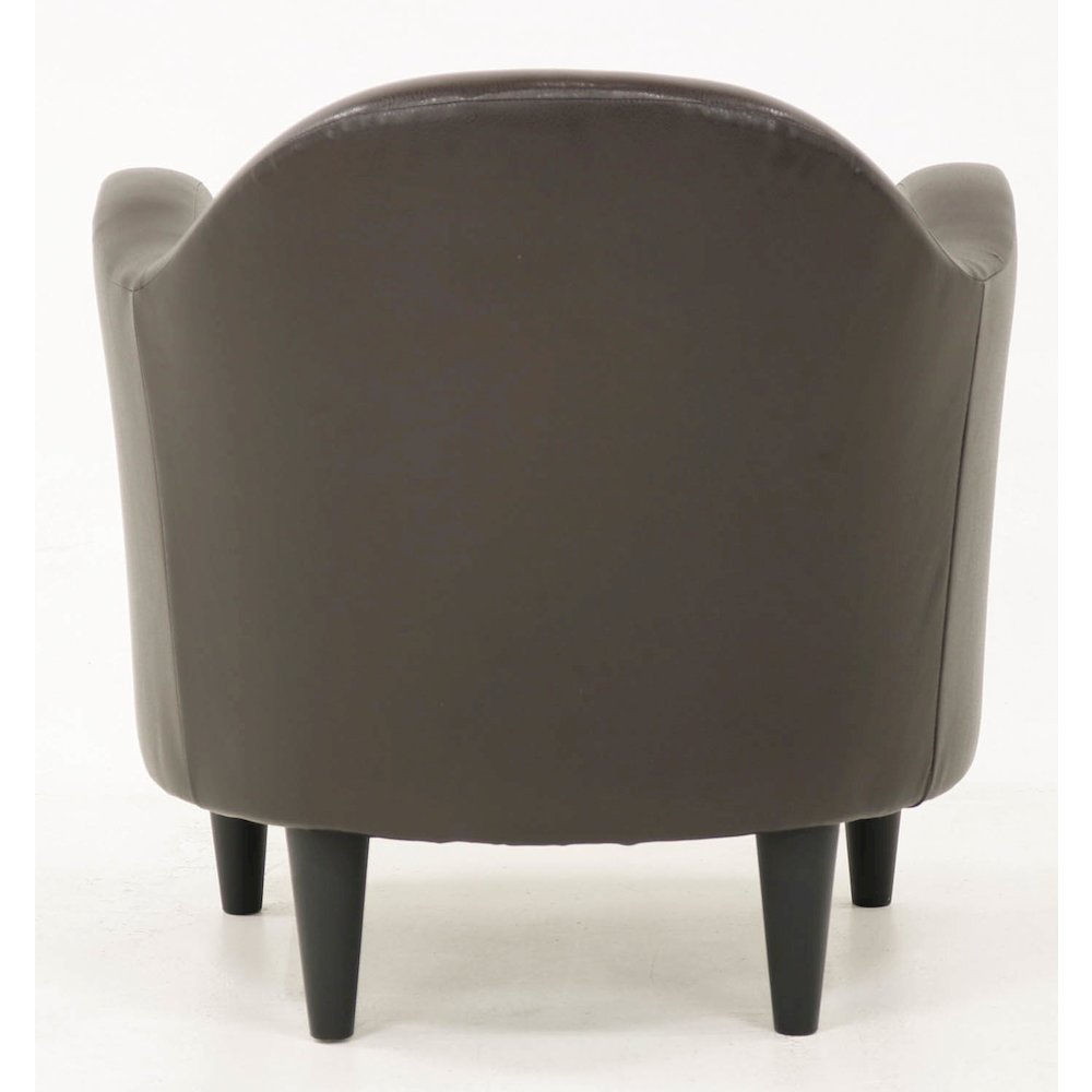 Julian Mid Century Arm Chair - Leatherette Brown. Picture 4