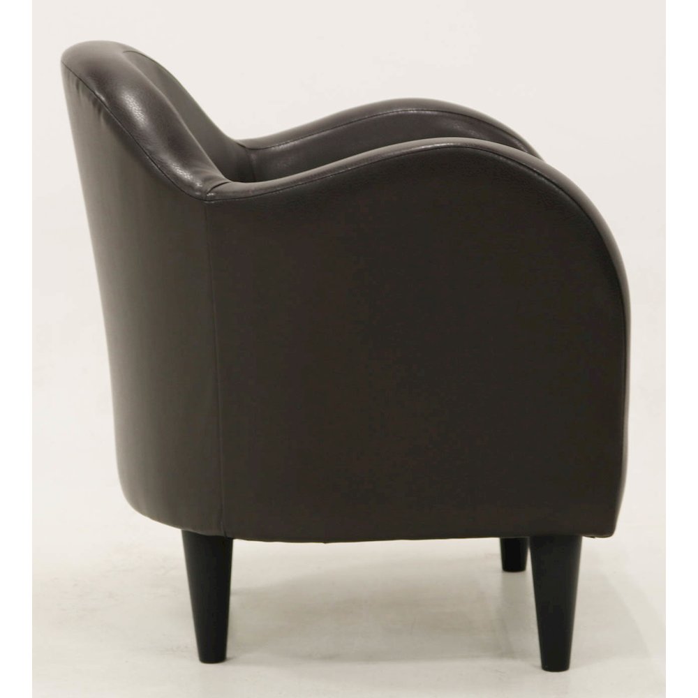 Julian Mid Century Arm Chair - Leatherette Brown. Picture 6