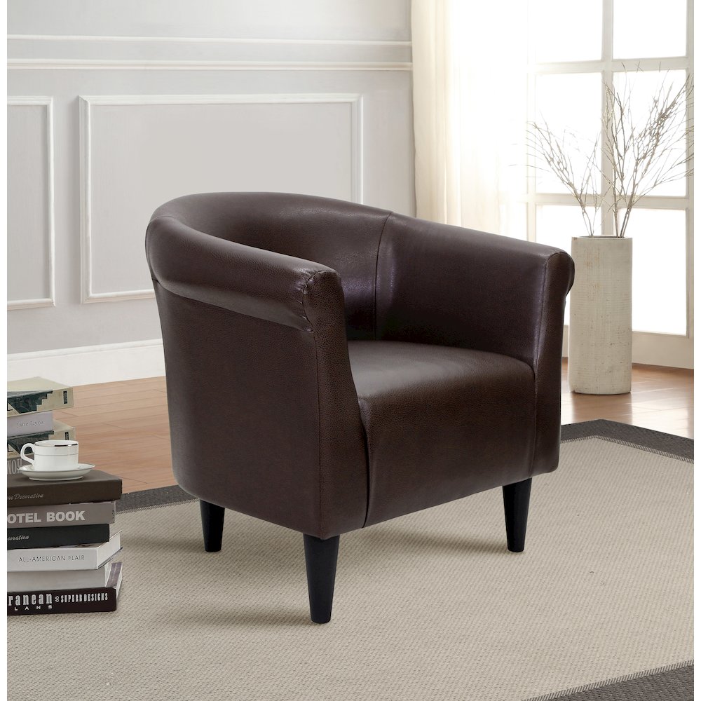 Savannah Club Chair - Leatherette Brown. Picture 4