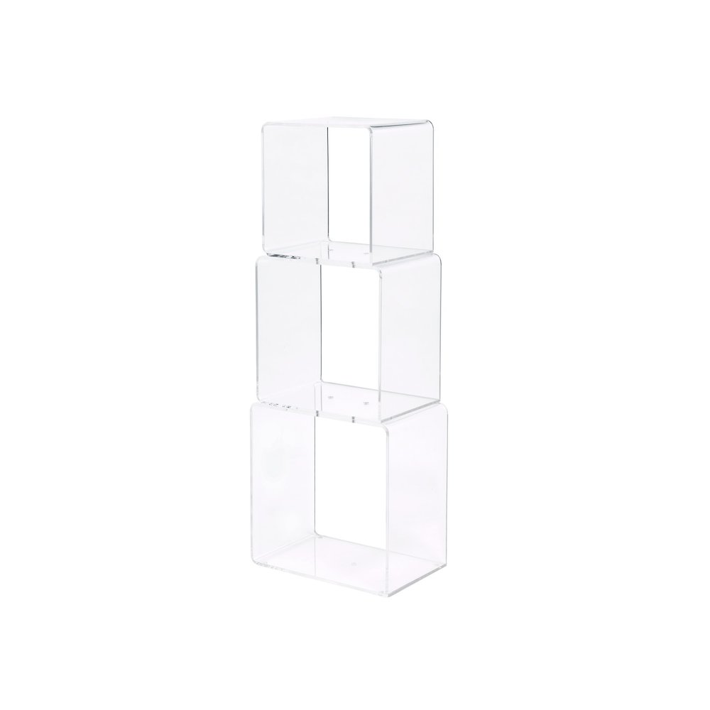 Clear Lucite Acrylic Tall 3-Tier Open Tower Bookshelf. Picture 1