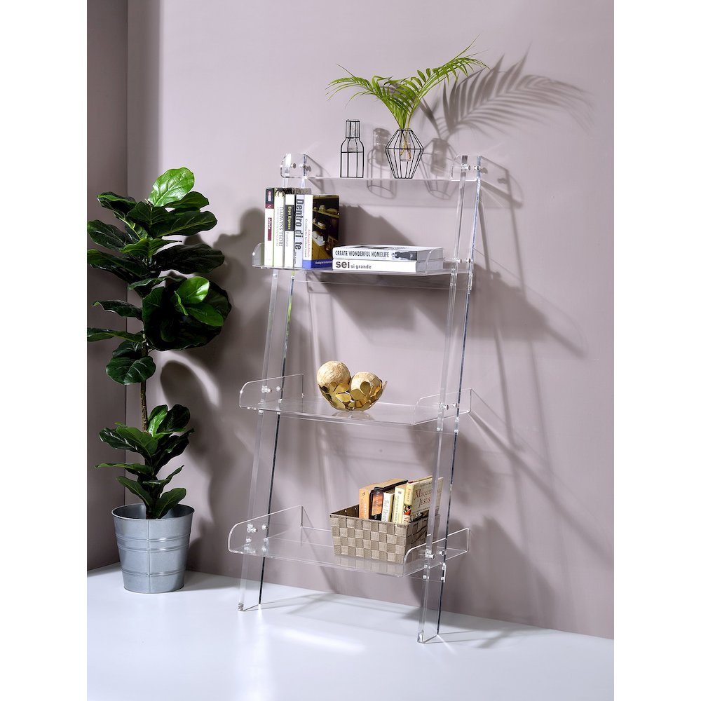Clear Lucite Acrylic 4-Tier Tall Bookshelf Display. Picture 2