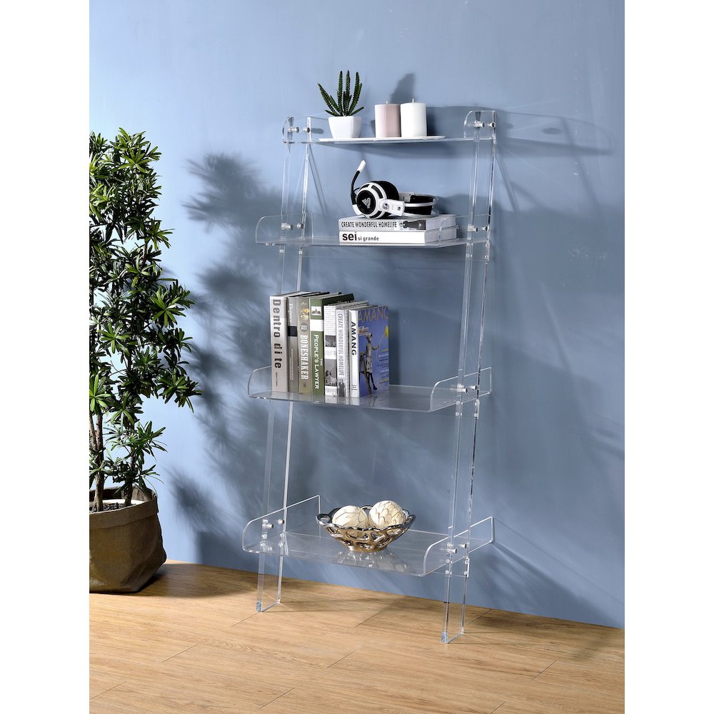 Clear Lucite Acrylic 4-Tier Tall Bookshelf Display. Picture 3