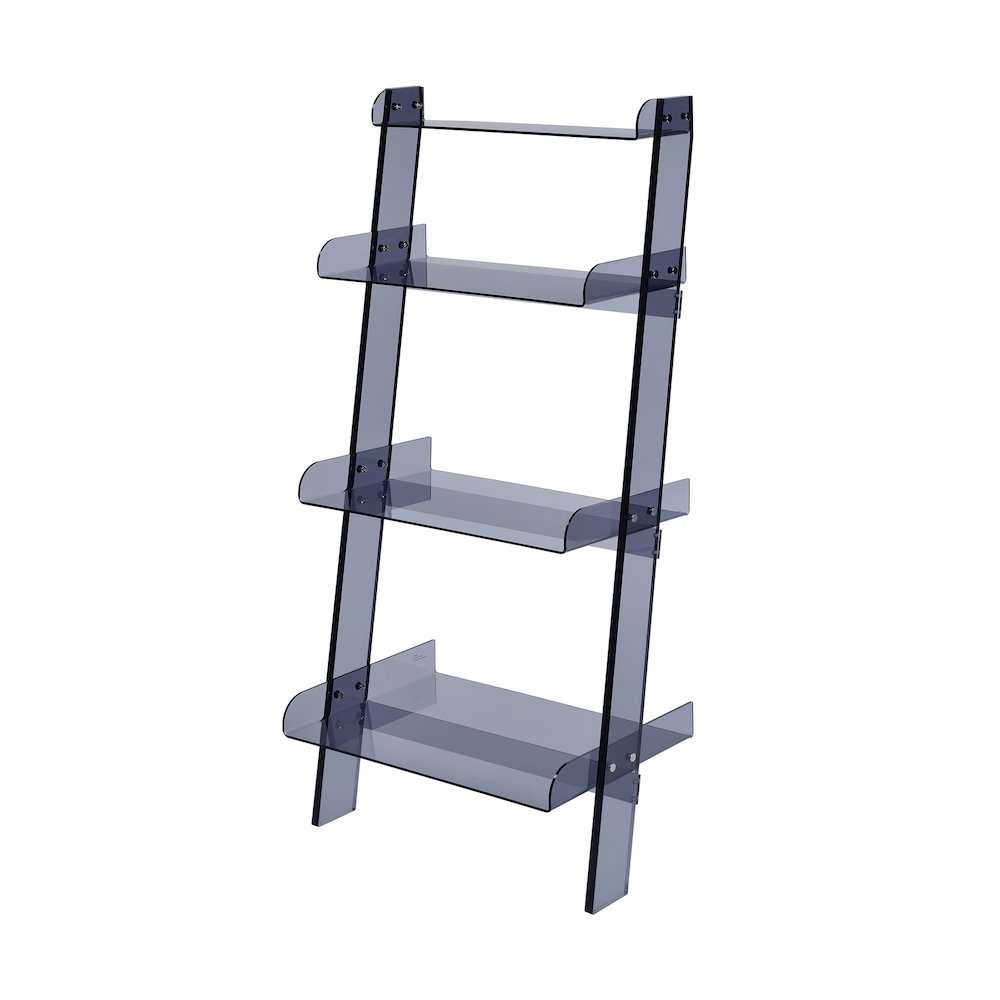 Black Smoked Lucite Acrylic 4-Tier Tall Modern Bookshelf. Picture 1