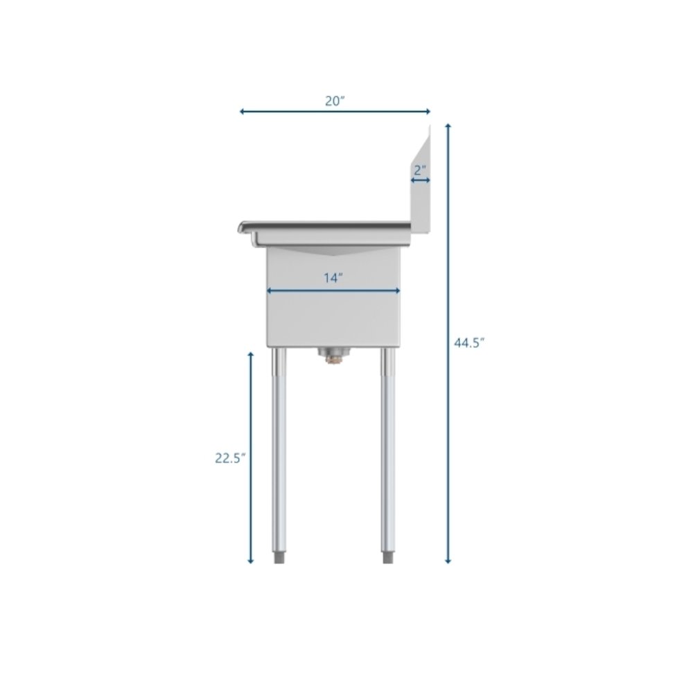 30 in. One Compartment Sink with 2 Drainboards, Bowl Size 10" x 14" x 10". Picture 2