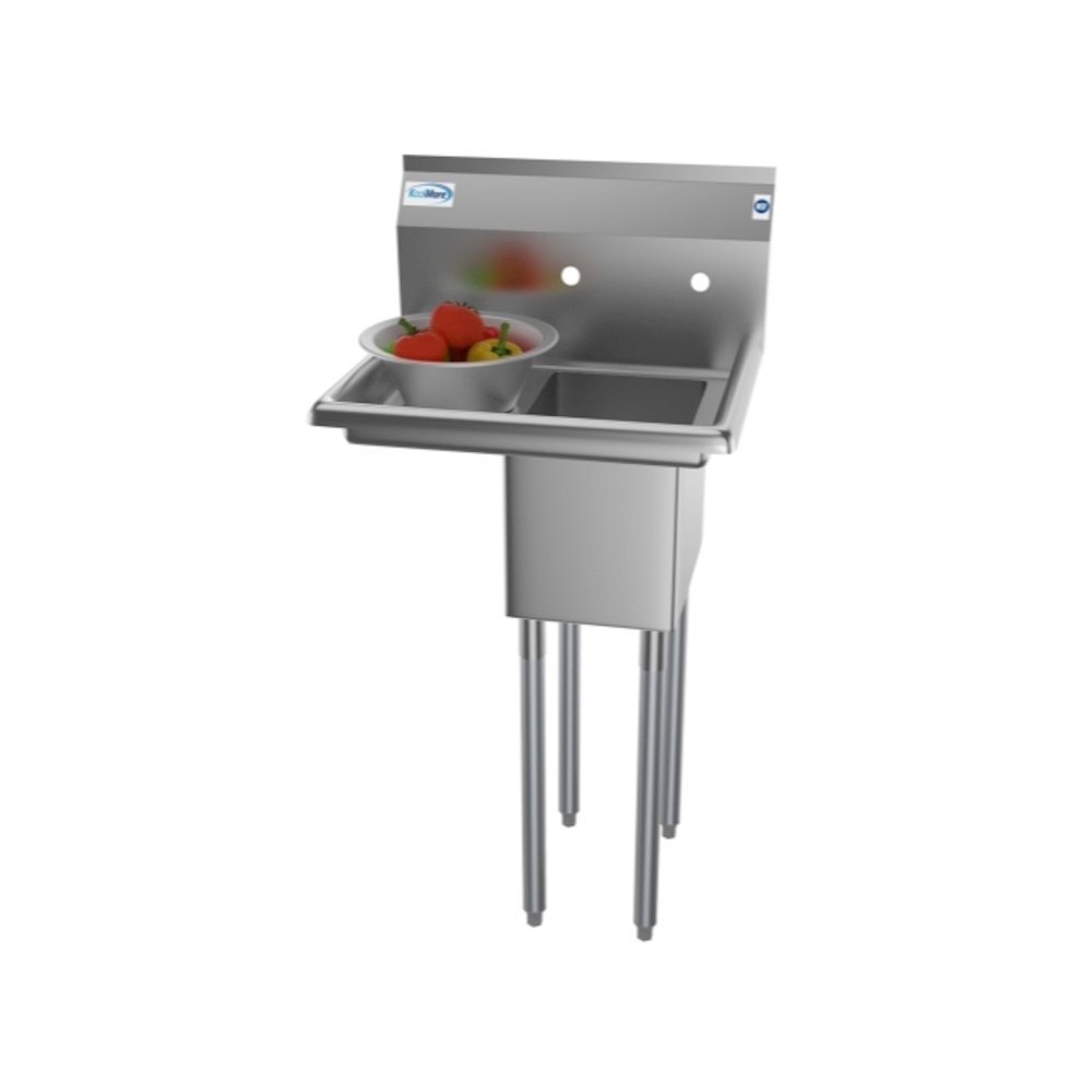 23 in. One Compartment Sink with Drainboard, Bowl Size 10" x 14" x 10". Picture 6