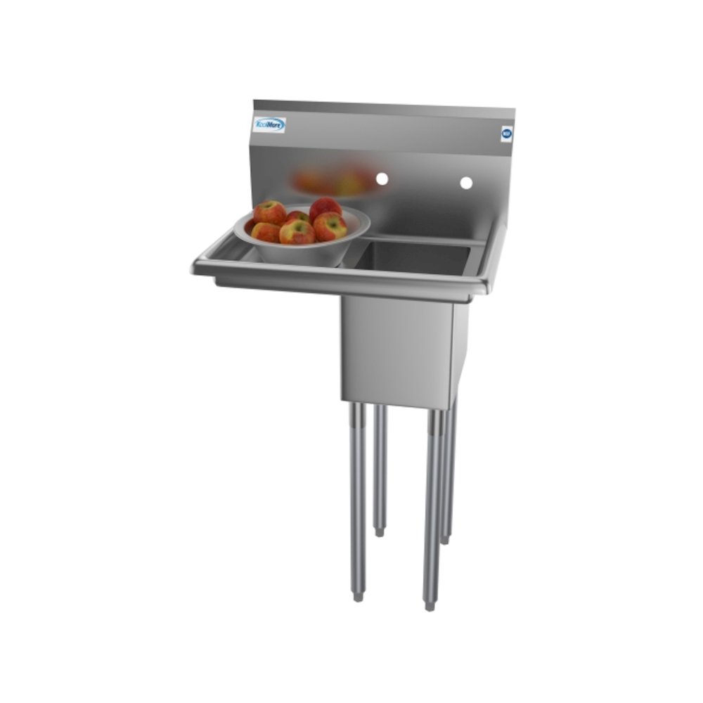 25 in. One Compartment Sink with Drainboard, Bowl Size 10" x 14" x 10". Picture 5