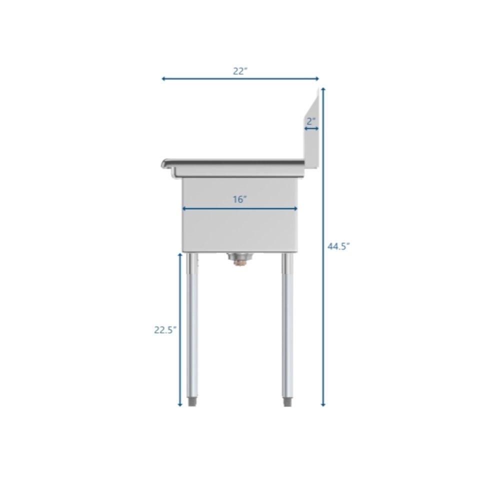 31 in. One Compartment Sink with Drainboard, Bowl Size 12"x 16"x 10". Picture 4