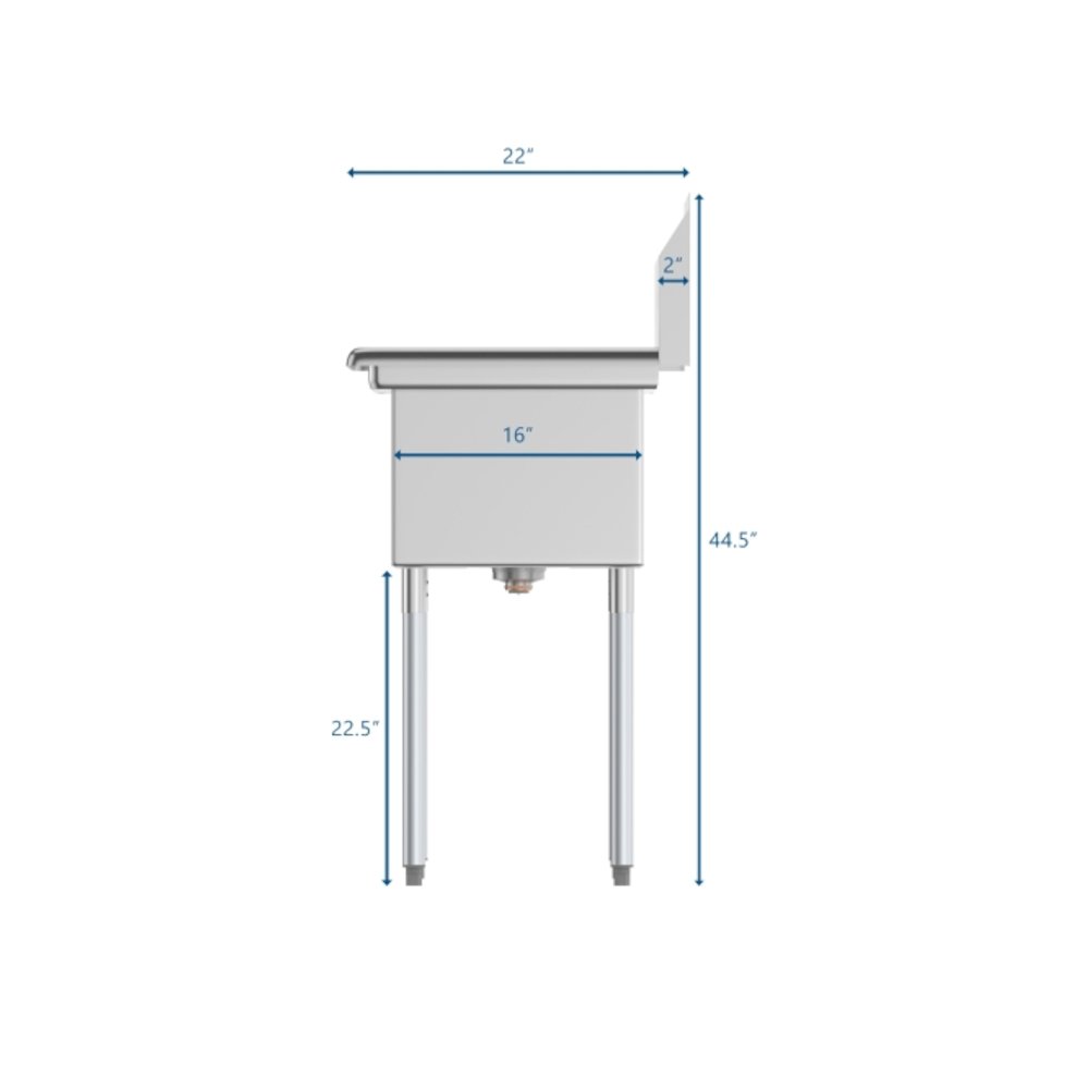 31 in. One Compartment Sink with Drainboard, Bowl Size 12" x 16" x 10". Picture 4