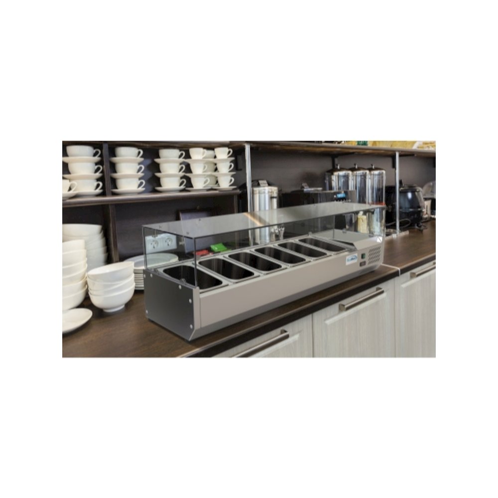 59 in. Six Pan Refrigerated Countertop Condiment Prep Station -. Picture 5