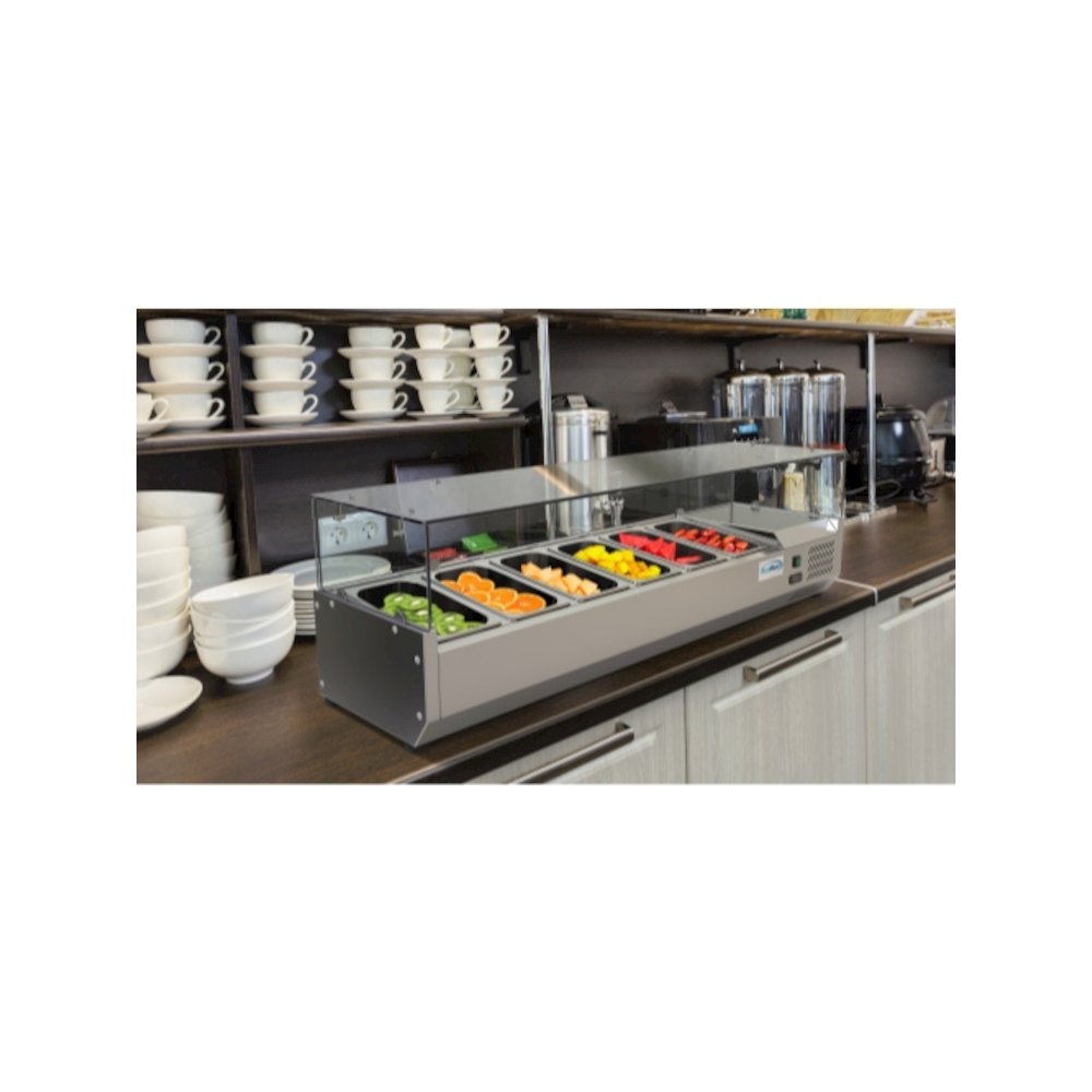 59 in. Six Pan Refrigerated Countertop Condiment Prep Station -. Picture 6