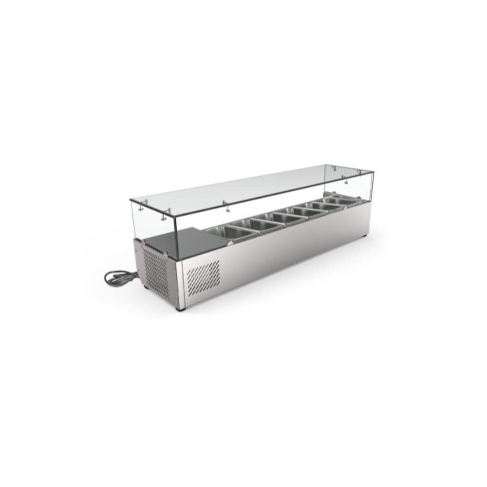 59 in. Six Pan Refrigerated Countertop Condiment Prep Station -. Picture 8