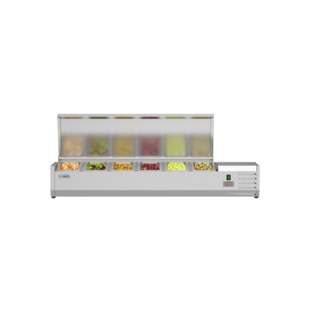59 in. Six Pan Refrigerated Countertop Condiment Prep Station -. Picture 1